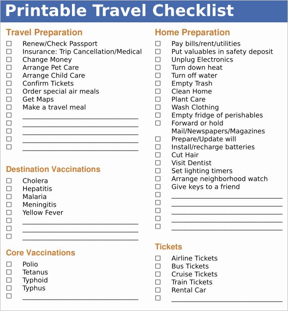 Vacation Rental Checklist Template Beautiful 9 Travel Checklist Samples