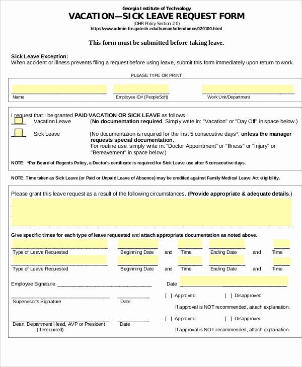 Vacation Request form Template Awesome 10 Sample Vacation Request forms