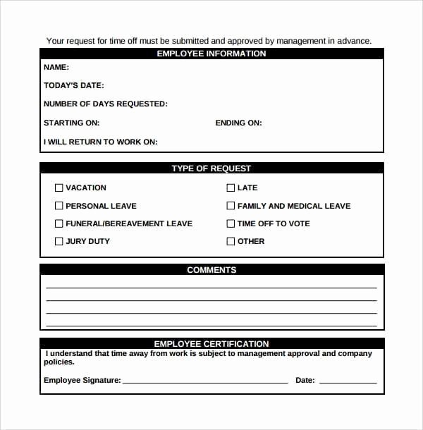 vacation request forms