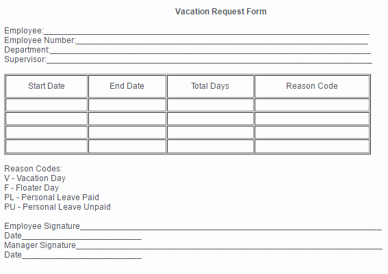 Vacation Request form Template Lovely 6 Employee Vacation Request form Templates