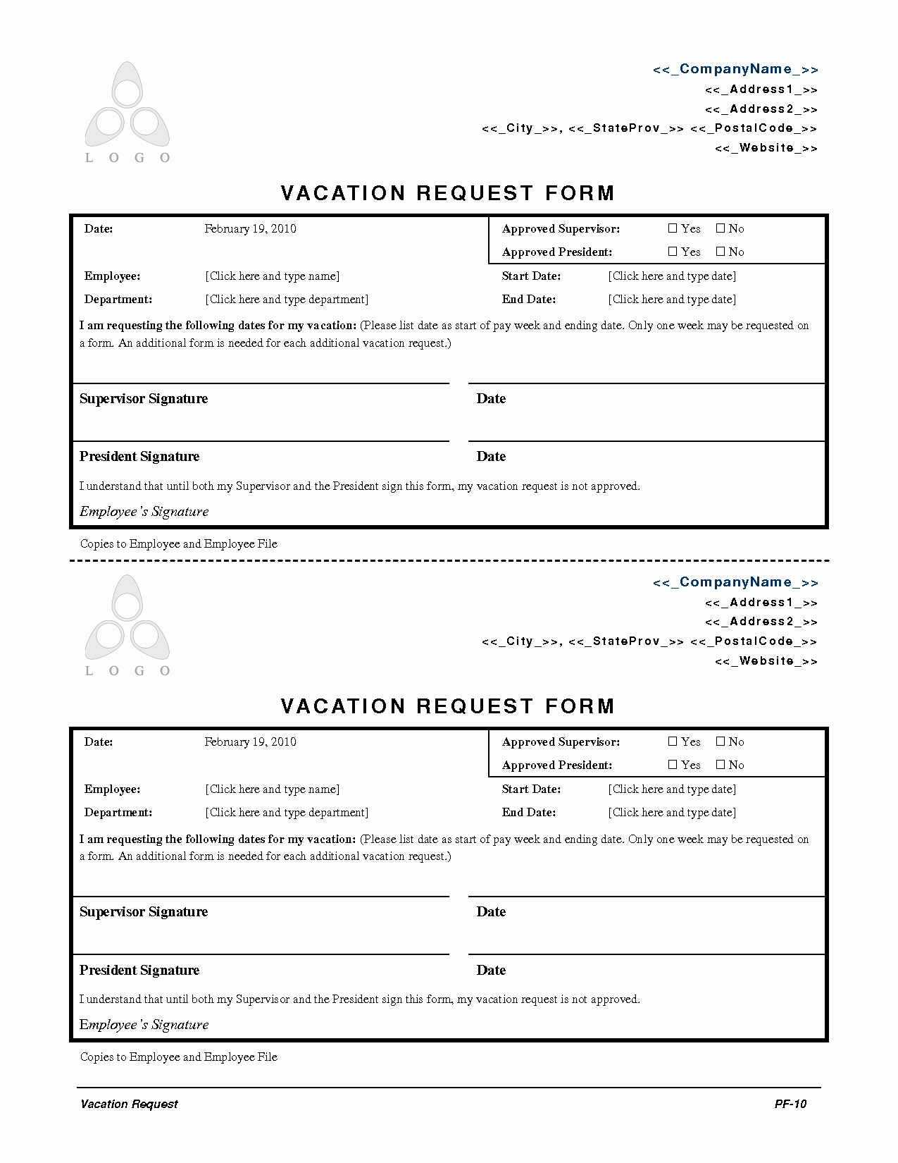Vacation Request form Template Unique 2010 Employee Vacation Request form Employee forms Best