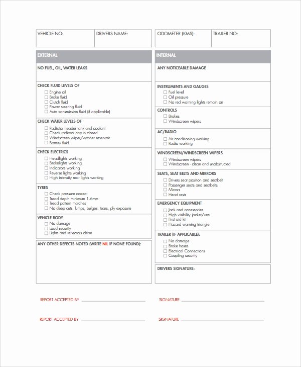 Vehicle Inspection Checklist Template Best Of 10 Vehicle Inspection Checklist Templates – Pdf Word