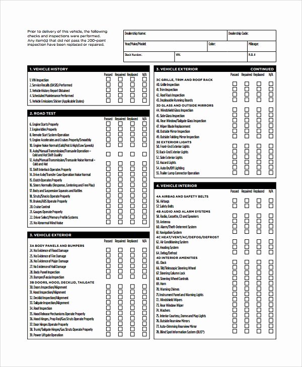 Vehicle Inspection Checklist Template Best Of 12 Vehicle Inspection Checklist Templates Pdf Word