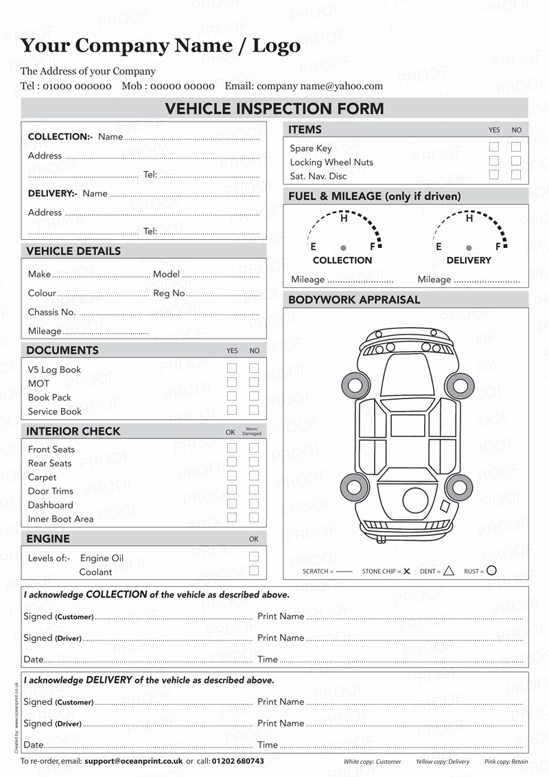 Vehicle Inspection form Template Beautiful Vehicle Inspection Poc &amp; Pod form Personalised Duplicate
