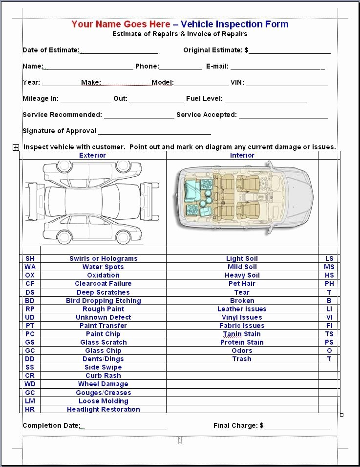 Vehicle Inspection form Template Inspirational Mike Phillips Vif or Vehicle Inspection form