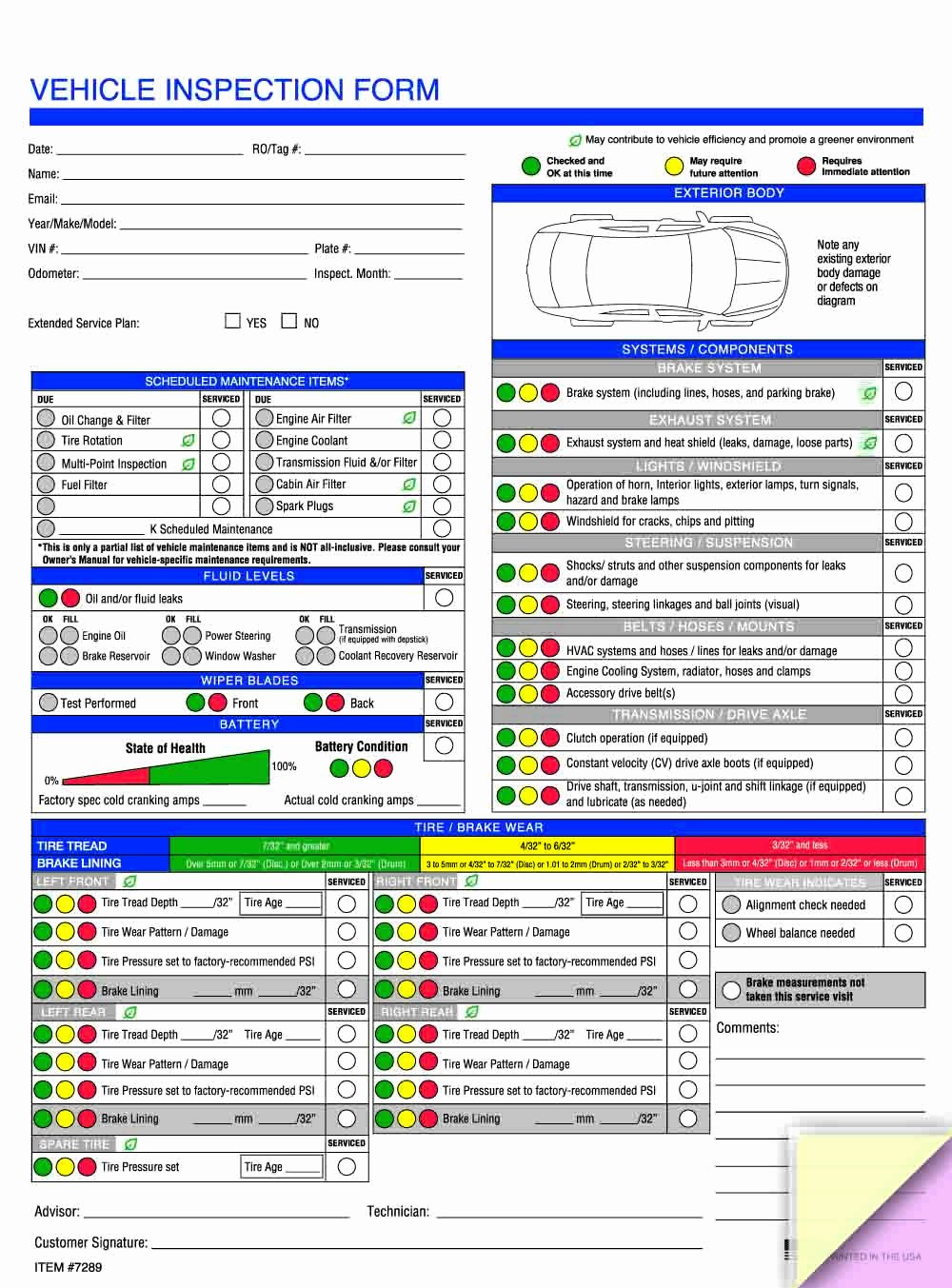 Vehicle Maintenance Checklist Template Beautiful Vehicle Maintenance Checklist form