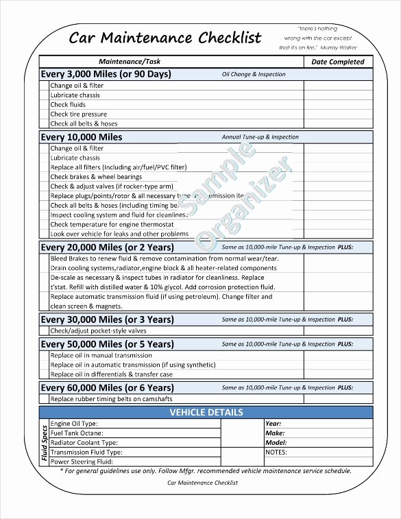 Vehicle Maintenance Checklist Template New Maintenance Checklist Template – 12 Free Word Excel Pdf