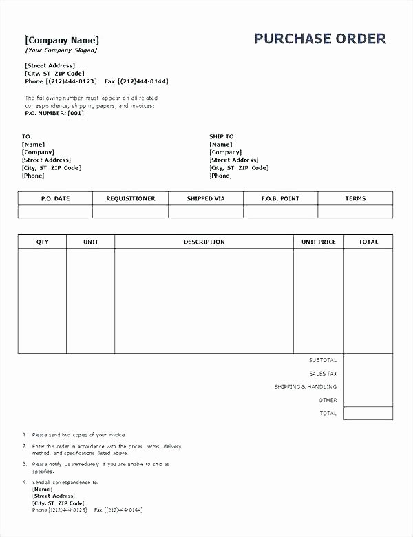 Vehicle Purchase order Template Inspirational Standard Purchase order form – Energycorridor