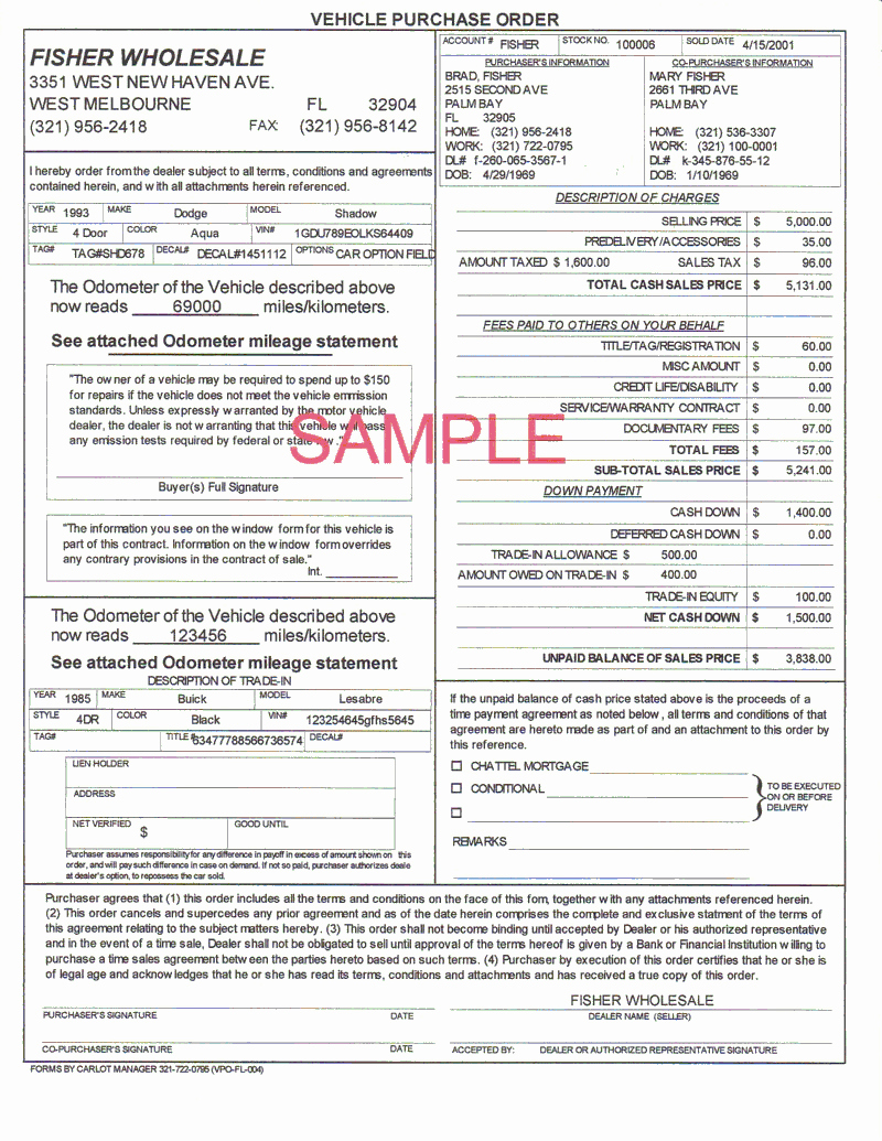 Vehicle Purchase order Template Luxury Get Sample Of Signed Buyer orders