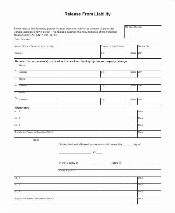 Vehicle Release form Template Awesome 8 Sample Liability Release forms