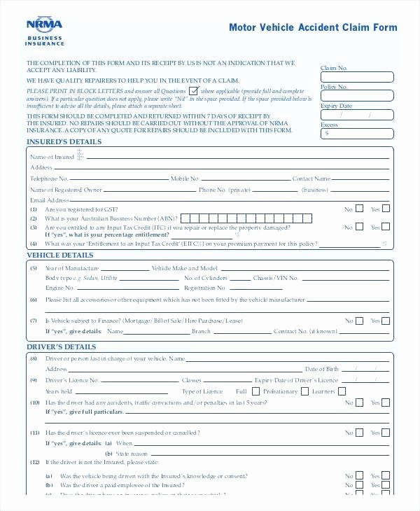 Vehicle Release form Template Inspirational Accident Report forms Free Sample Example format Car form