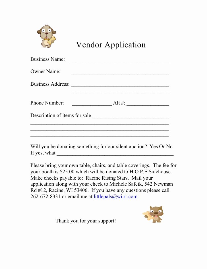 Vendor Application form Template Beautiful form for 2009 Vendor Application