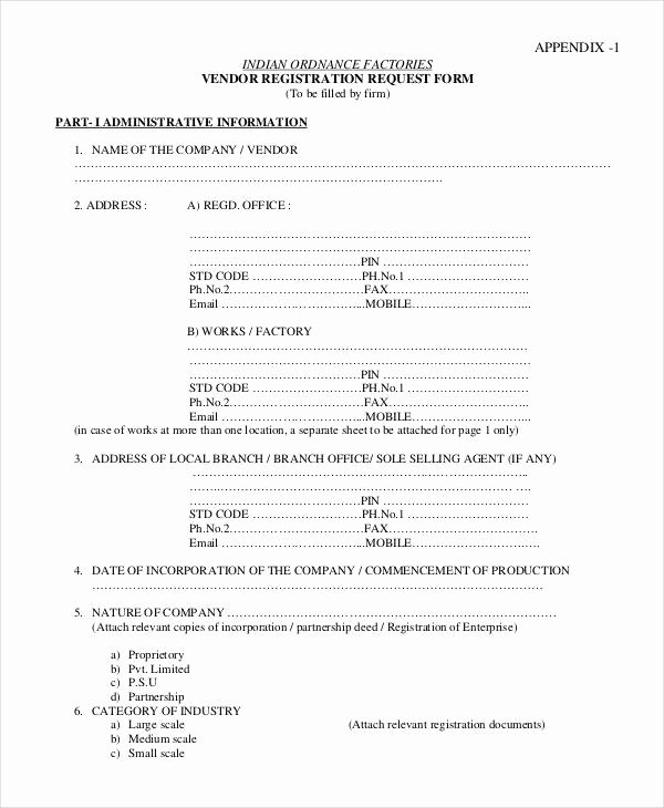 Vendor Application form Template New Registration form Template 9 Free Pdf Word Documents
