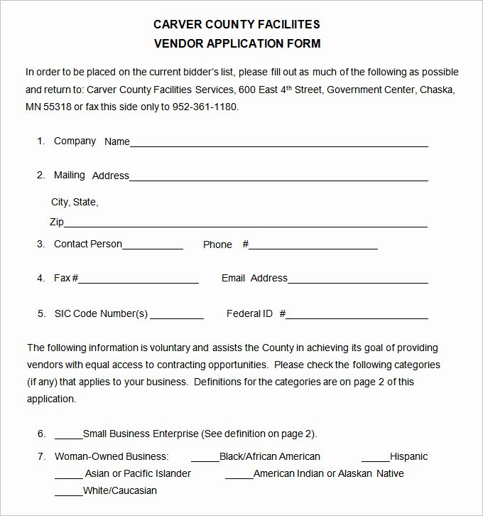 Vendor Application form Template New Vendor Application Template – 12 Free Word Pdf Documents