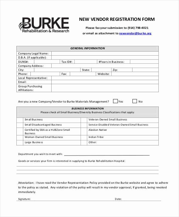 Vendor Registration form Template Fresh Registration form Templates