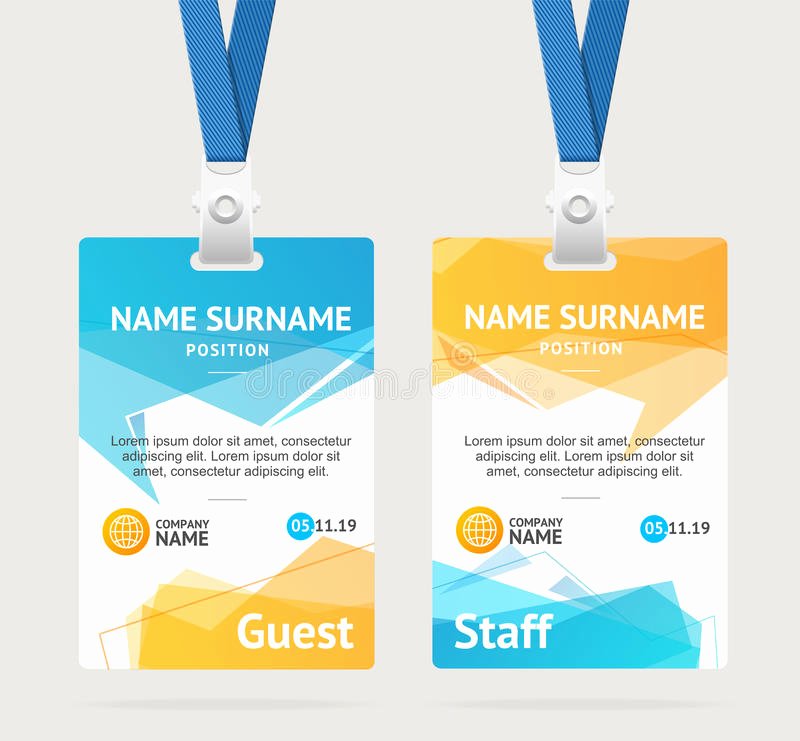 Vertical Id Badge Template Inspirational Id Card Template Plastic Badge Vector Stock Vector