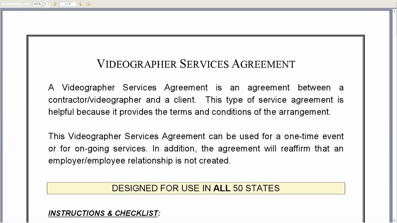 Videography Contract Template Free Fresh Videographer Services Agreement