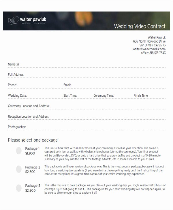 Videography Contract Template Free Unique Sample Wedding Contract Agreements 9 Examples In Word Pdf