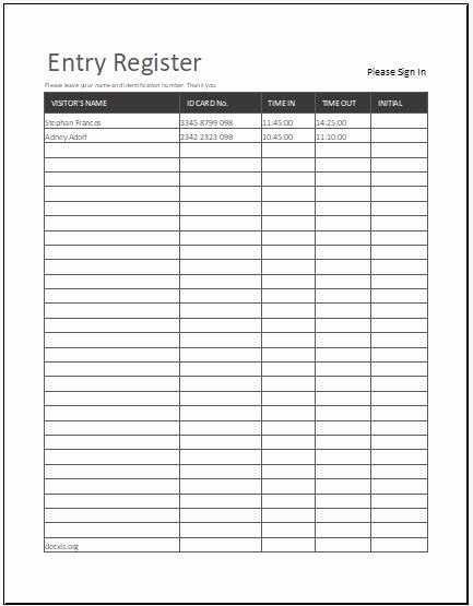 Visitor Log Book Template Awesome Visitor Log Book Template Ms Excel