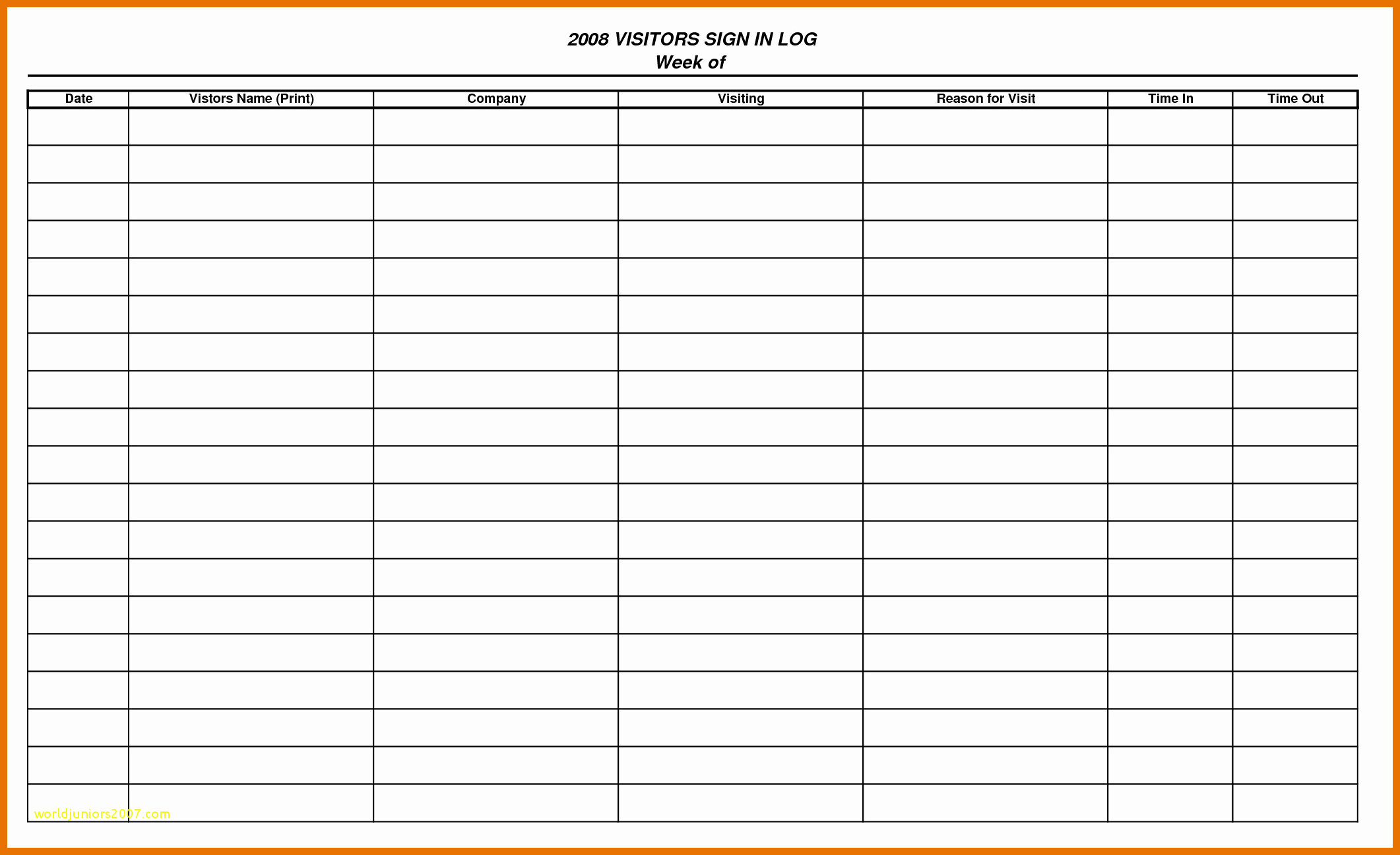 Visitor Log Book Template Lovely 7 8 Visitor Sign In