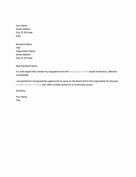 Voluntary Resignation form Template Luxury Letter Of Resignation From Board