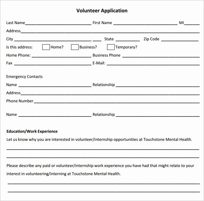 Volunteer Application form Template Lovely 10 Volunteer Application Template Word Pdf