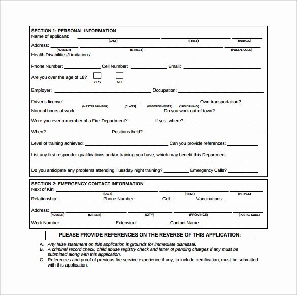 Volunteer Application form Template Luxury 11 Fire Service Application form Templates to Download