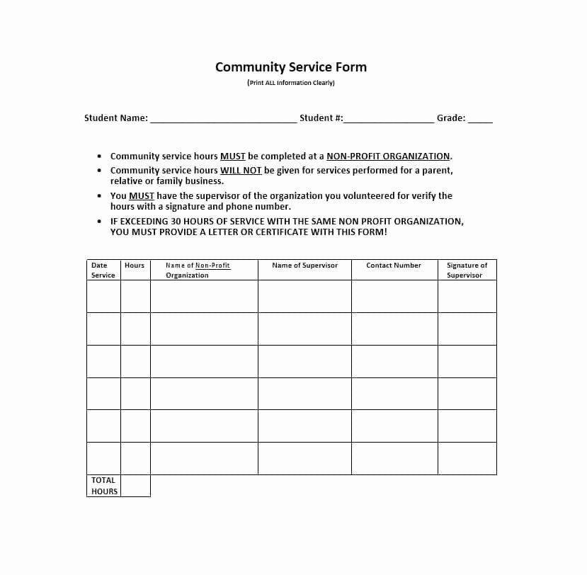 Volunteer Hour forms Template Awesome Munity Service Letter 40 Templates [ Pletion