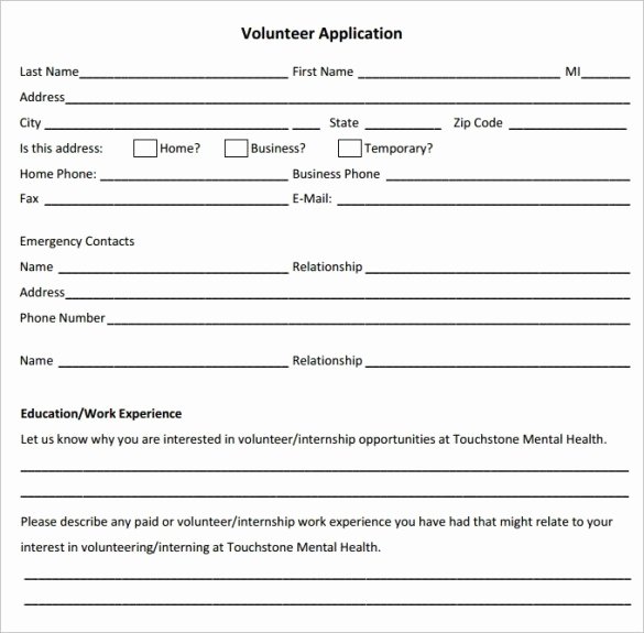 Volunteer Hour forms Template Best Of Volunteer Application Templates Word Excel Samples