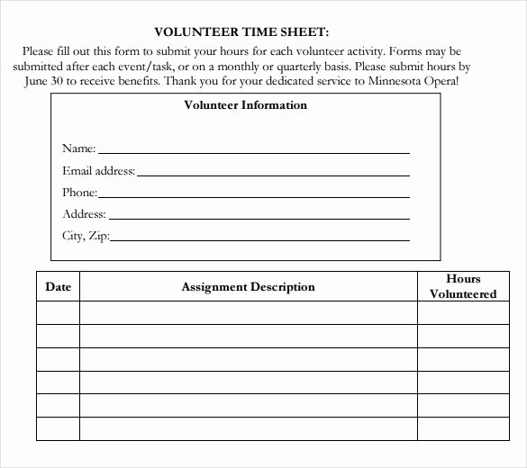 Volunteer Hour forms Template Fresh 18 Volunteer Timesheet Templates – Free Sample Example