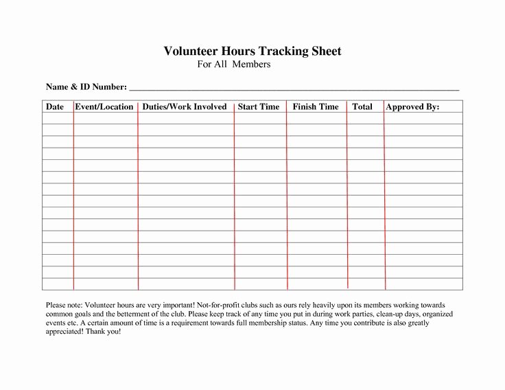 Volunteer Hour forms Template Inspirational Volunteer Hours Log Sheet Template forms
