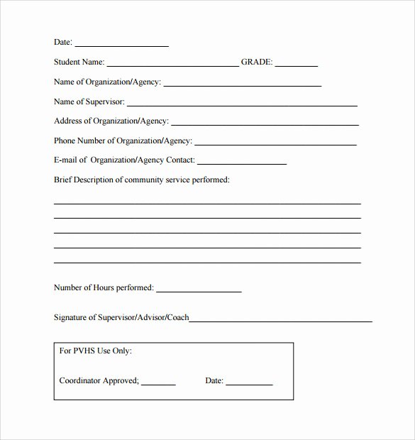 Volunteer Hour forms Template Unique Sample Service Hour form 13 Download Free Documents In