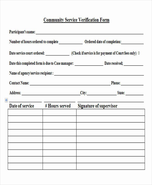 Volunteer Hours form Template Best Of 23 Service forms In Word