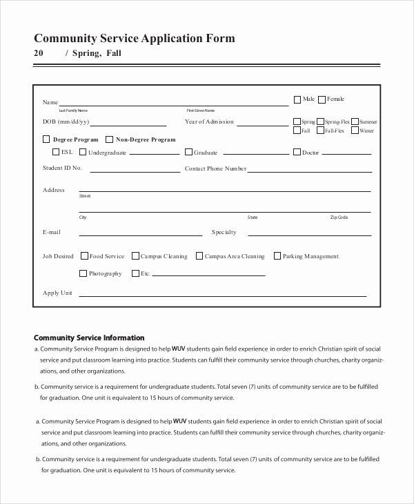 Volunteer Hours form Template Luxury 10 Sample Munity Service forms