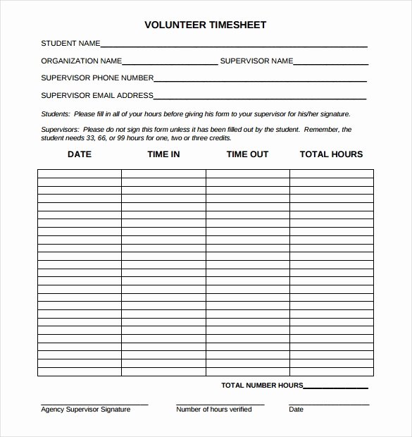 Volunteer Hours form Template Luxury 18 Volunteer Timesheet Templates – Free Sample Example