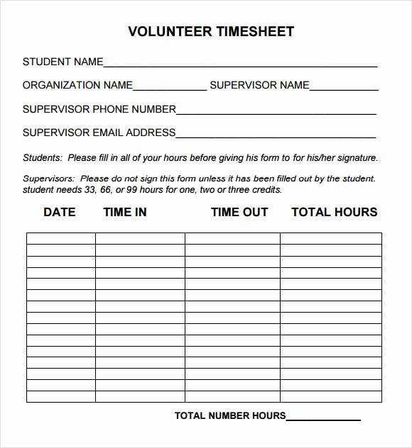 Volunteer Hours form Template Unique 11 Volunteer Timesheet Samples