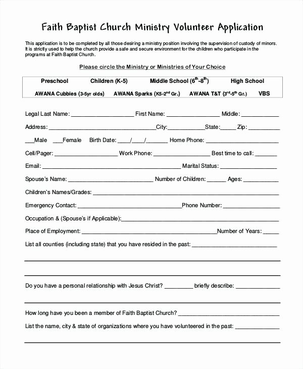 Volunteer Interest form Template Lovely Free Sign Up Sheet Template Church Volunteer form