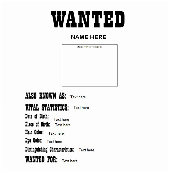 Wanted Poster Word Template New Wanted Poster Template 34 Free Printable Word Psd
