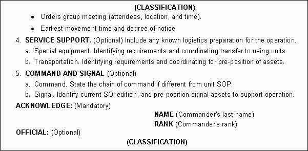 Warning order Template Usmc Unique Fm 3 05 401 Appendix C Products Of Ca Cmo Planning and