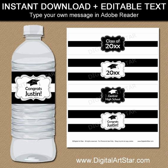 Water Bottle Label Template Best Of Black and White Graduation Water Bottle Label Template High