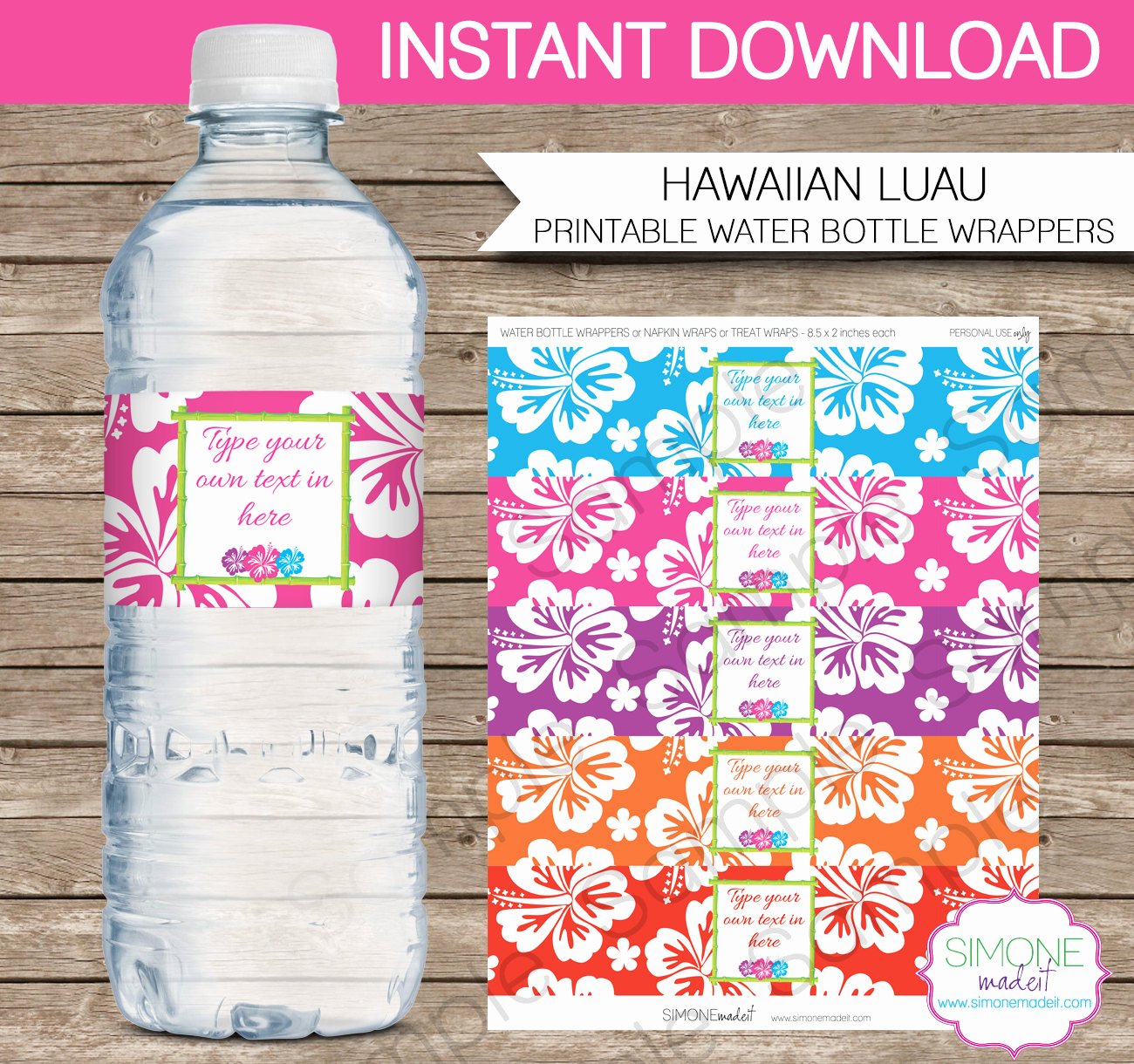 Water Bottle Wrapper Template Beautiful Luau Party Water Bottle Labels or Wrappers Instant Download