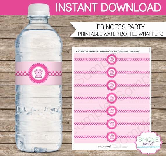 princess party water bottle labels wrappers