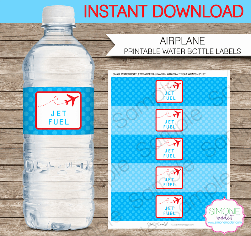 Water Bottle Wrapper Template Inspirational Airplane Party Water Bottle Labels