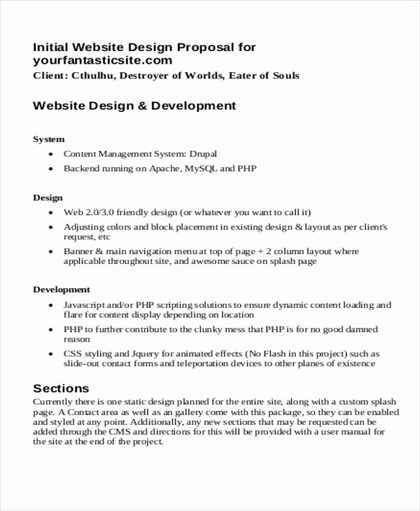Web Development Proposal Template Lovely Development Proposal Templates 7 Free Pdf format