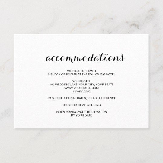 Wedding Accommodation Card Template New Simple Elegant Modern Wedding Ac Modation Card