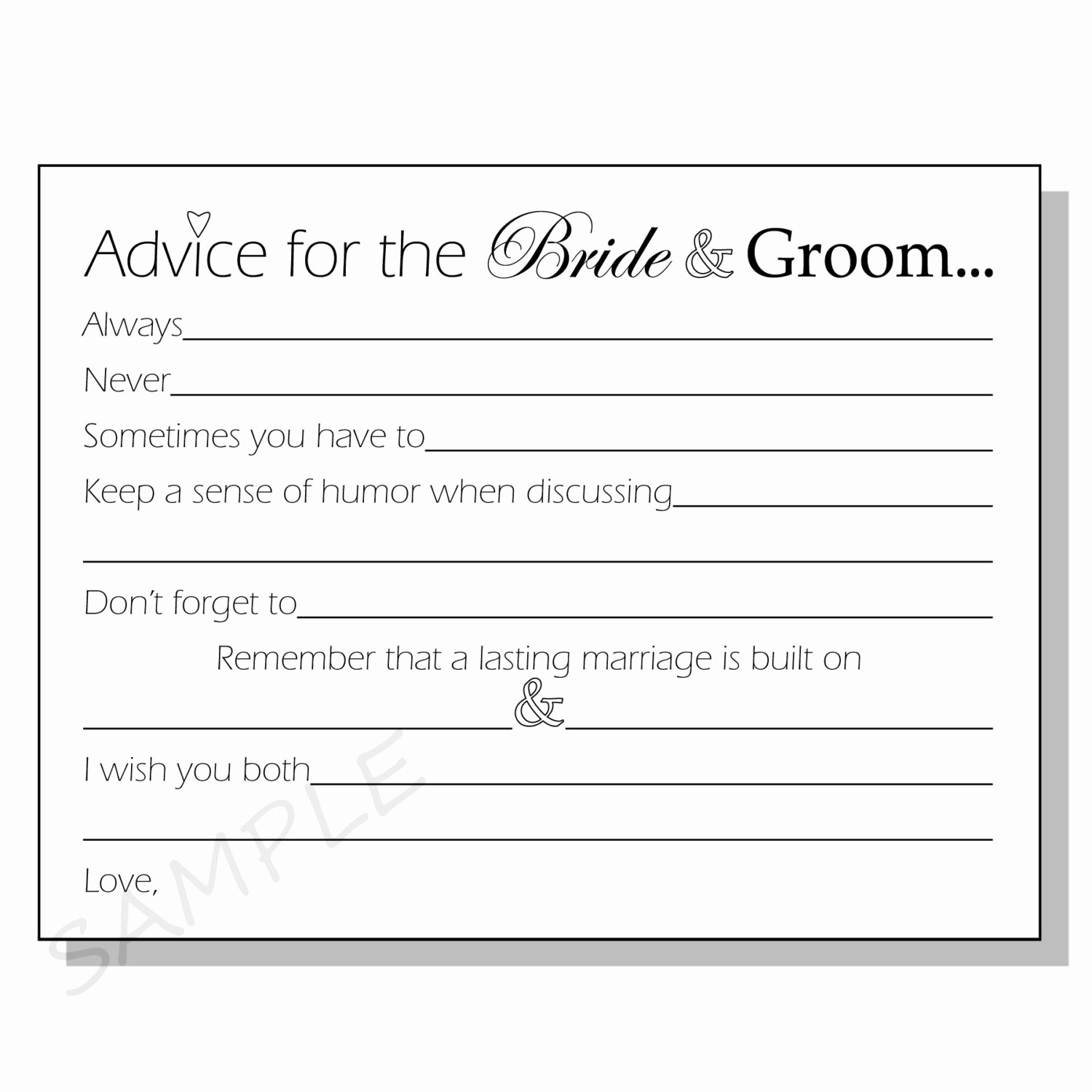 Wedding Advice Cards Template Elegant Diy Advice for the Bride &amp; Groom Printable Cards for A Bridal