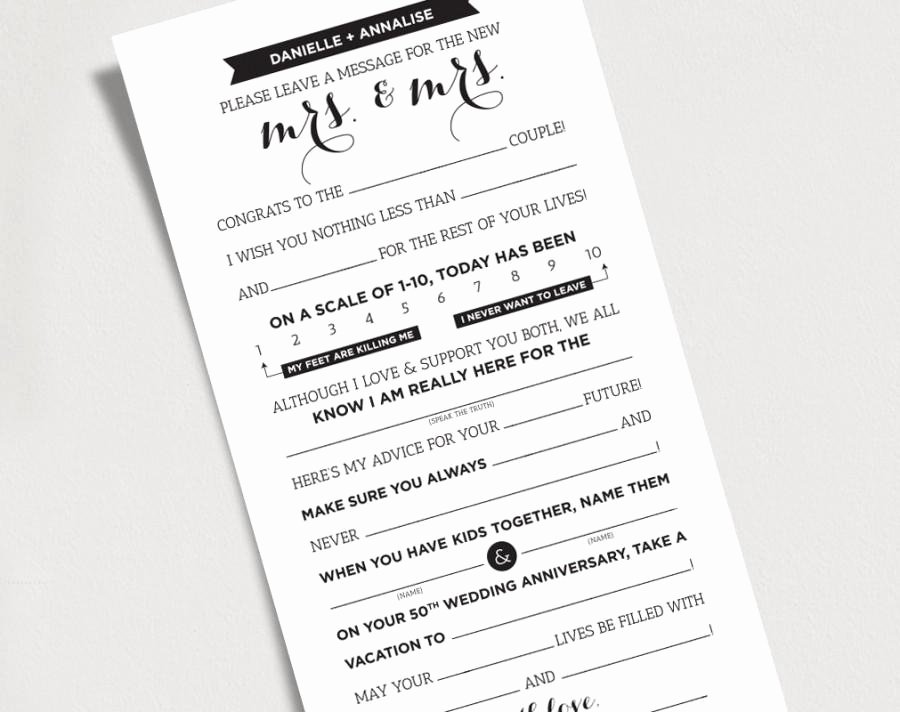 Wedding Advice Cards Template Luxury Wedding Mad Libs Printable Template Kraft Sign Mrs and