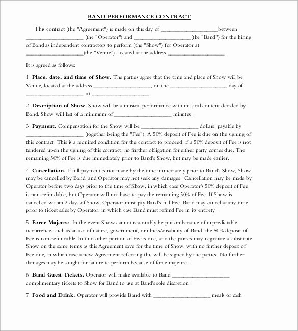 Wedding Band Contract Template New 18 Band Contract Templates – Free Samples Examples