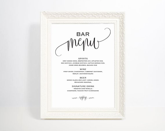 Wedding Bar Menu Template Inspirational Bar Menu Template Bar Menu Bar Menu Printable Bar Menu