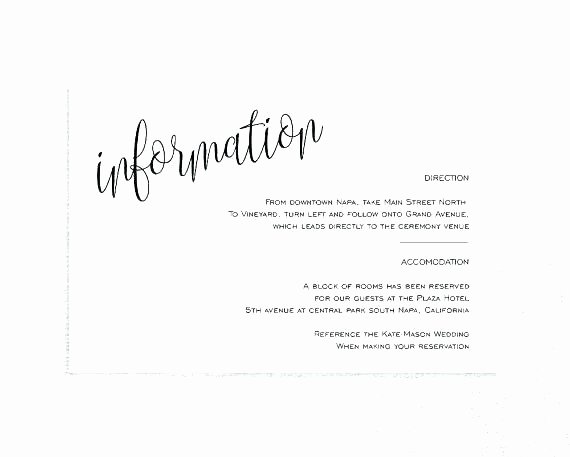 Wedding Direction Card Template Beautiful Directions Insert for Wedding Invitations Wedding Invitation